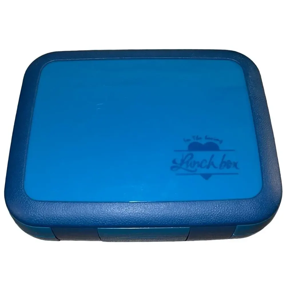 NWOT Bento Lunch Box Blue Leakproof 3 Compartment BPA-Free w/ Spork To-Go
